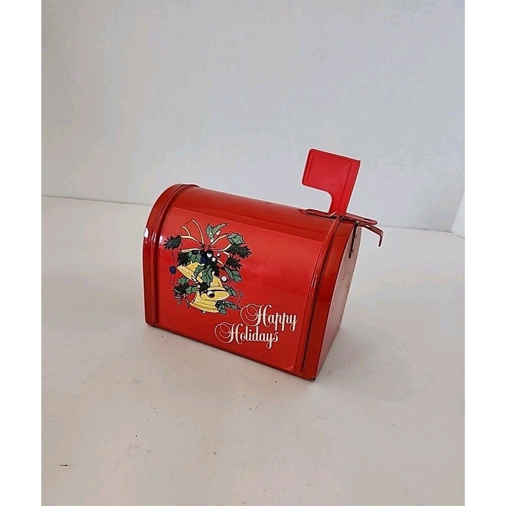Christmas mail box tin, Red